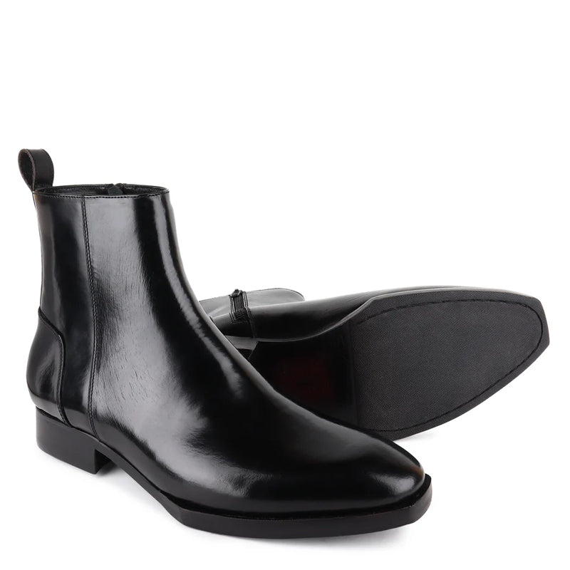 Men Handmade Leather Side Zip Boots