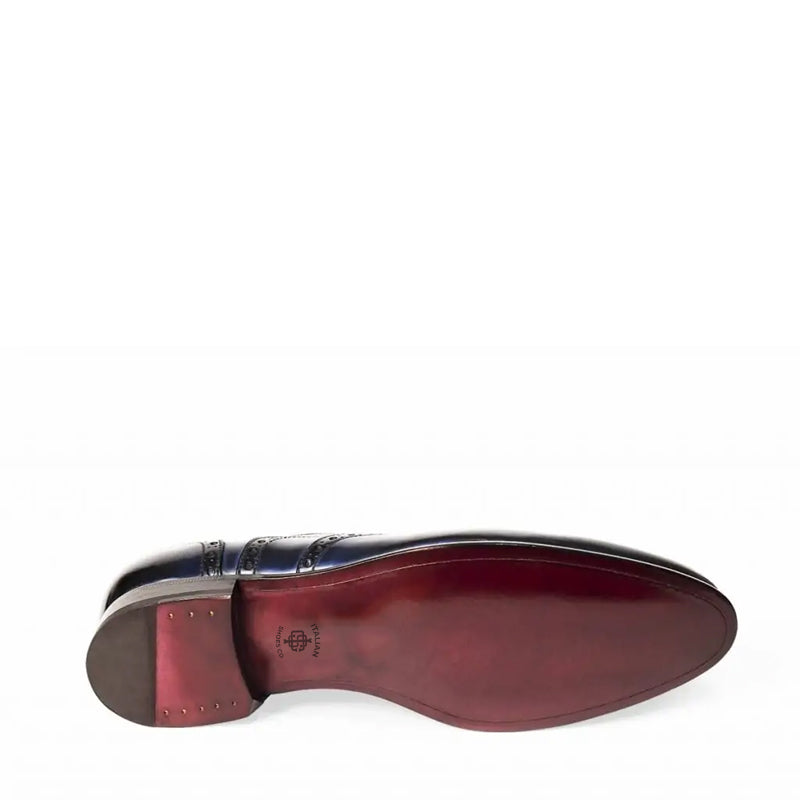 Men Wingtip Shiny Leather Oxford Burgundy Shoe