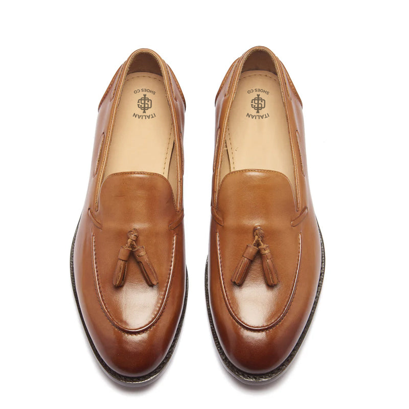 Premium Leather Slip-On Tassel Loafer Tan