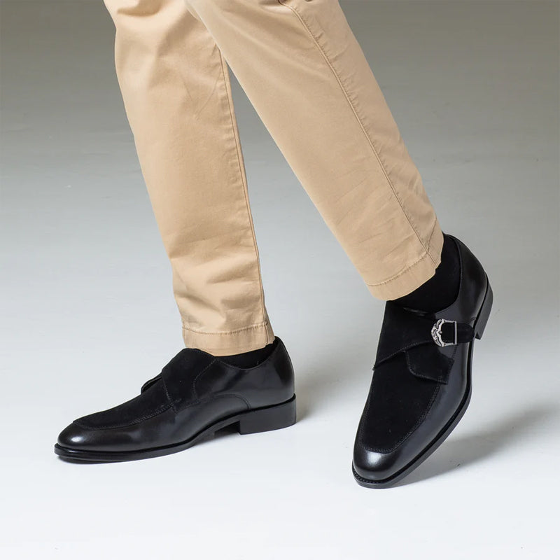 Classic Upper Suede Leather Single MonkStraps Shoe Brown