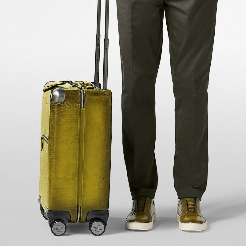 Luxury Eel Leather Green Trolley Case