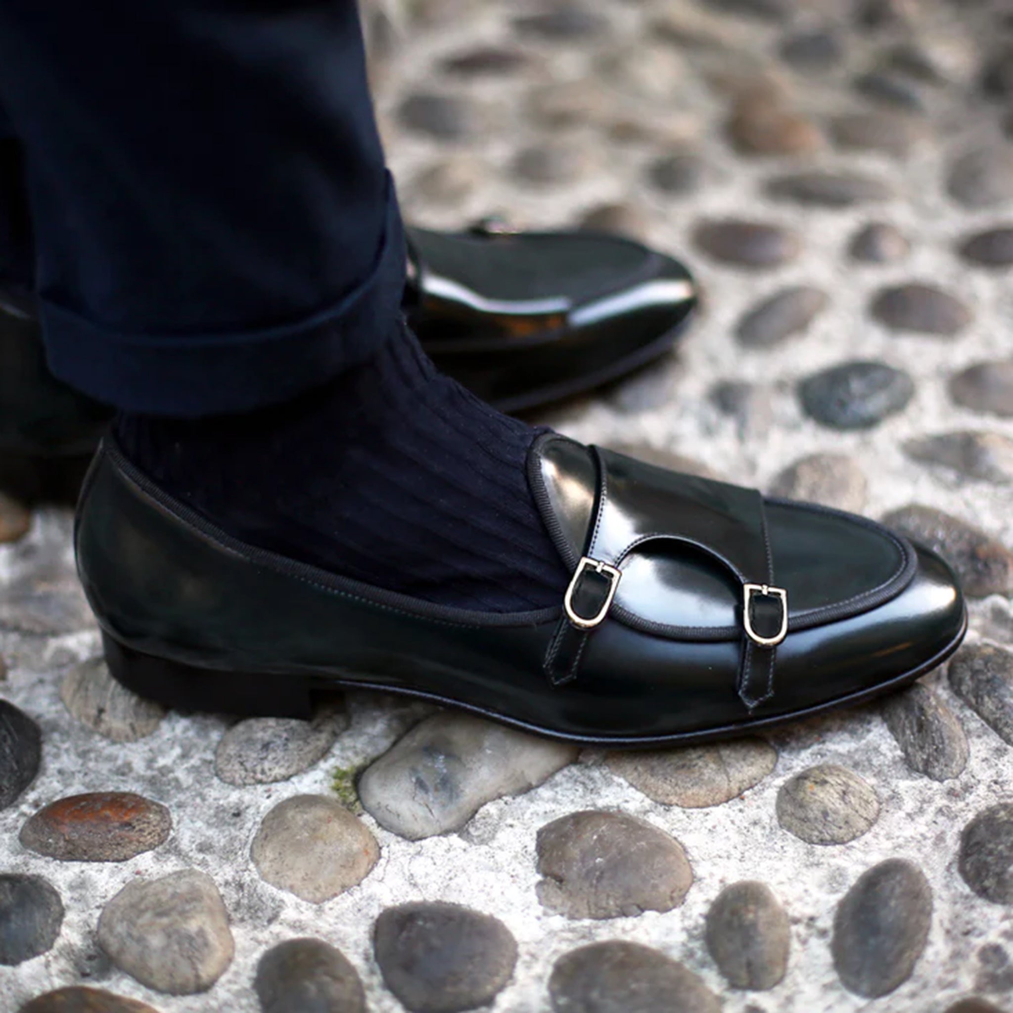 Classic Leather Double Monk Strap Shoes
