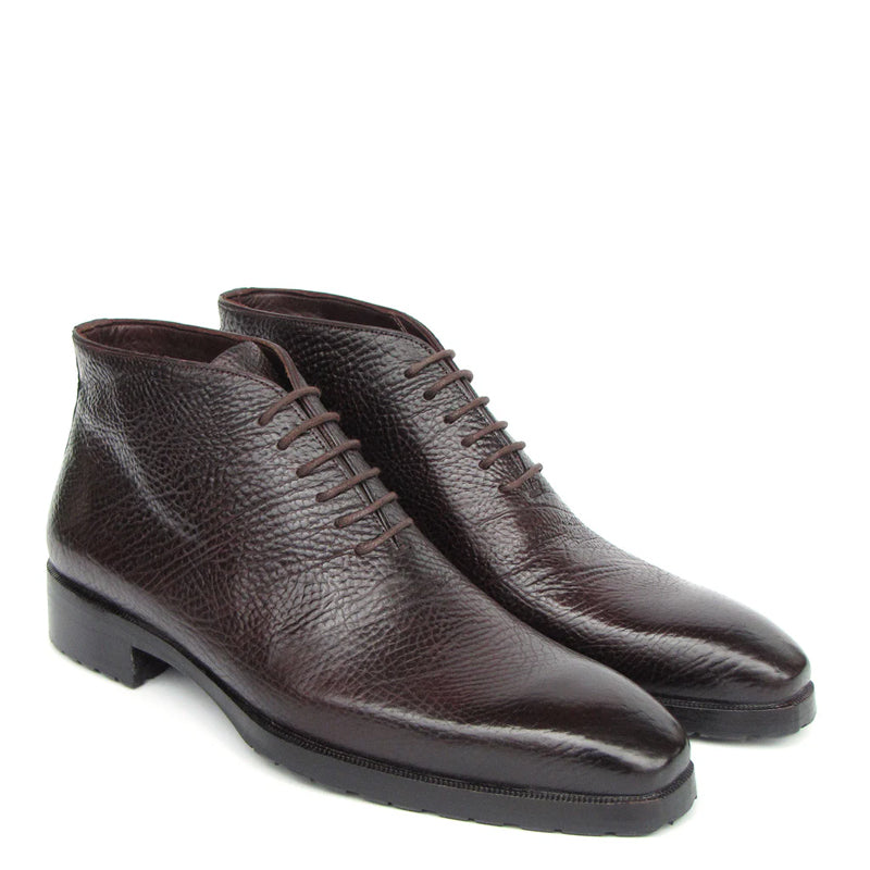 Luxury Handmade Floater Leather Ankle Boot Brown