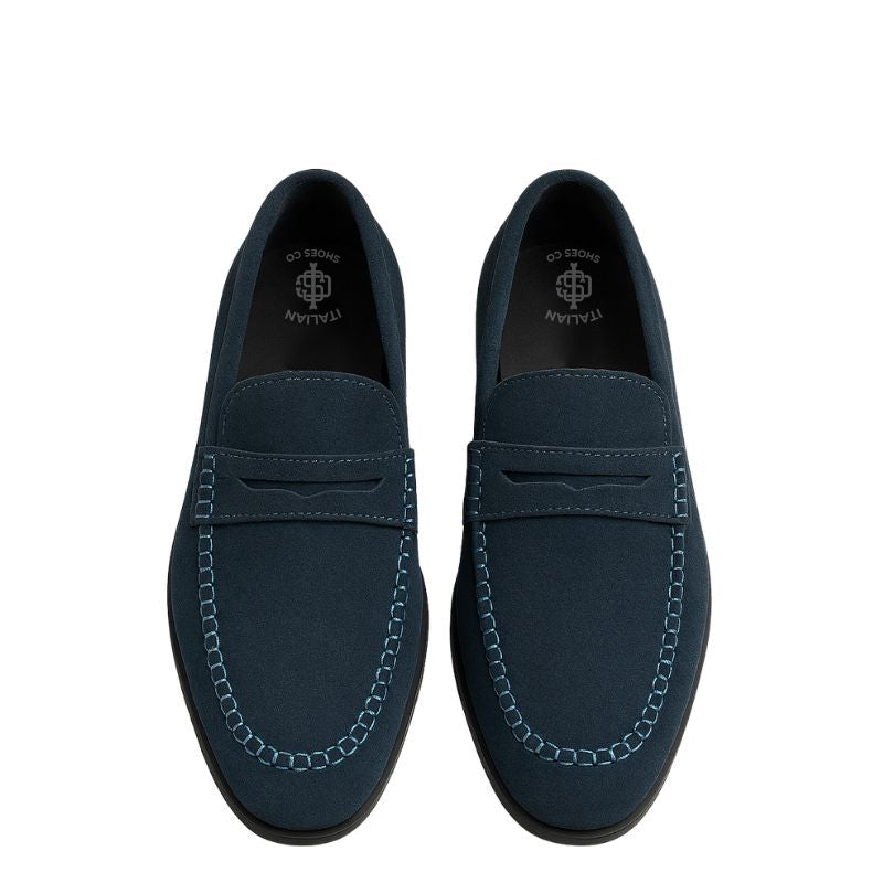 Italian Suede Penny Blue Loafer for Men's