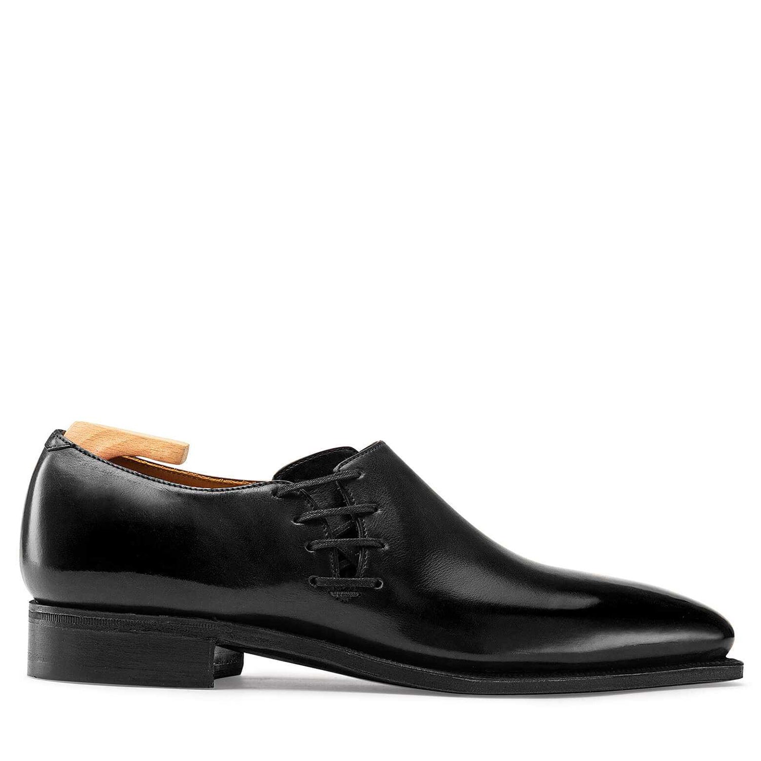 LATERAL LACE CALF LEATHER BLACK