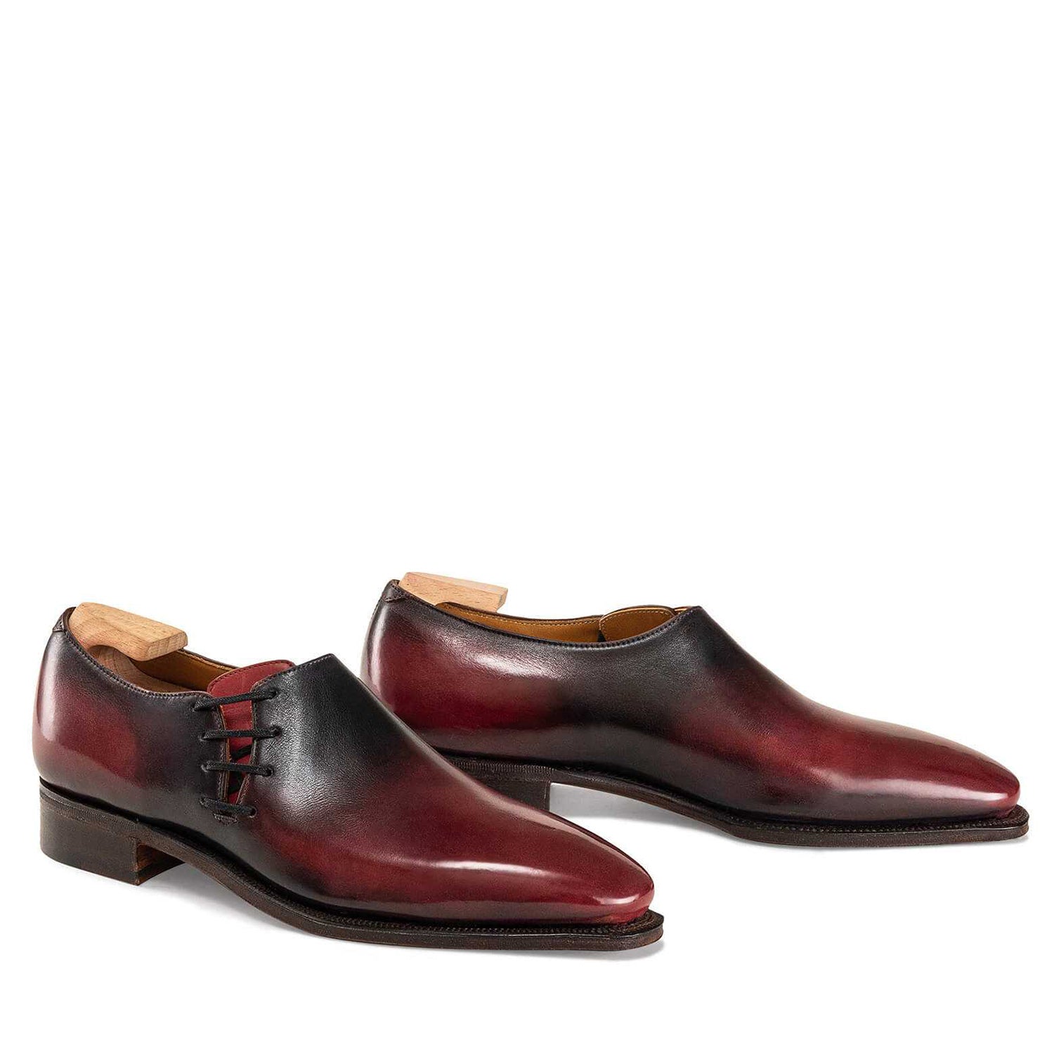 LIE DE VIN LATERAL LACE CALF LEATHER