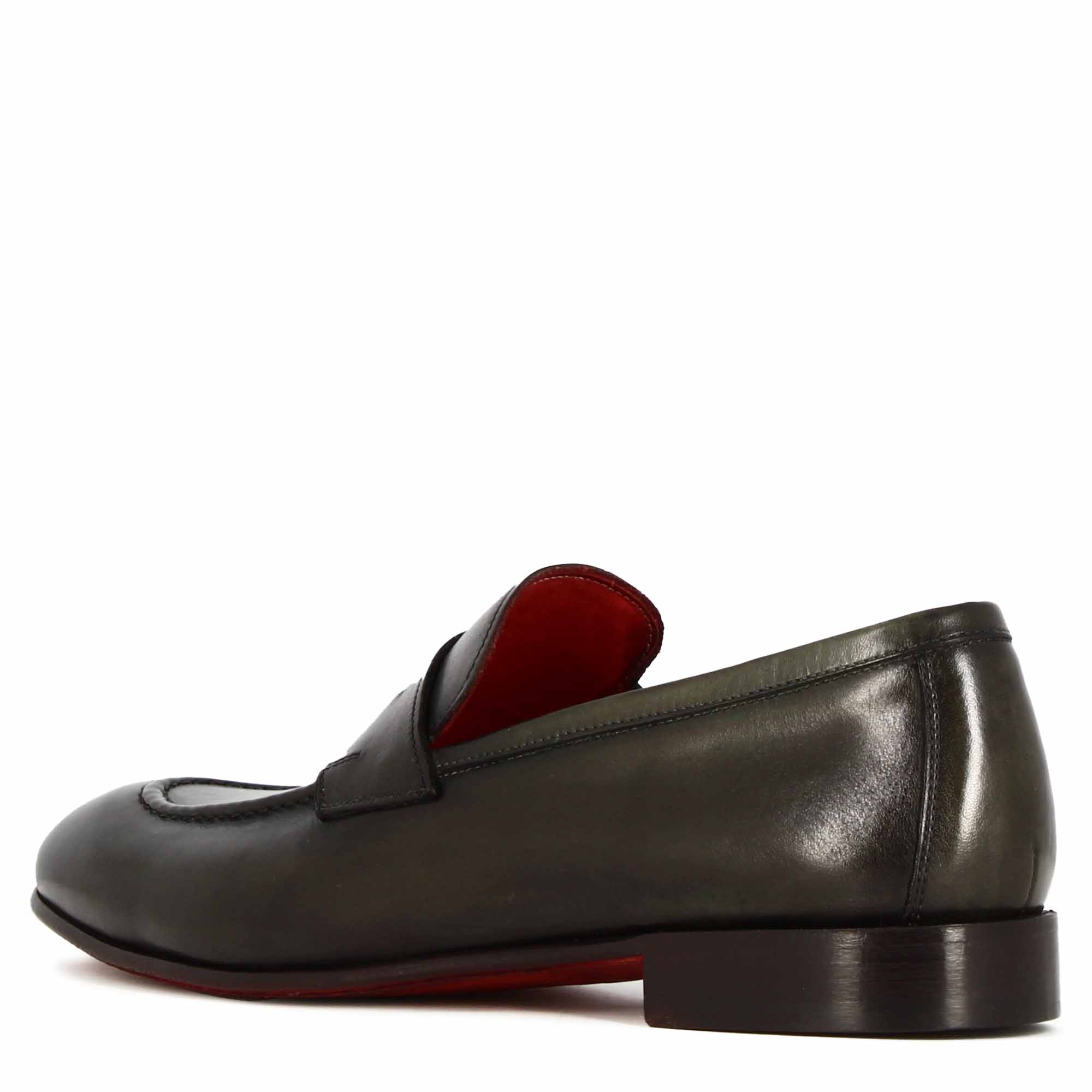 Dark Green Leather Moccasin