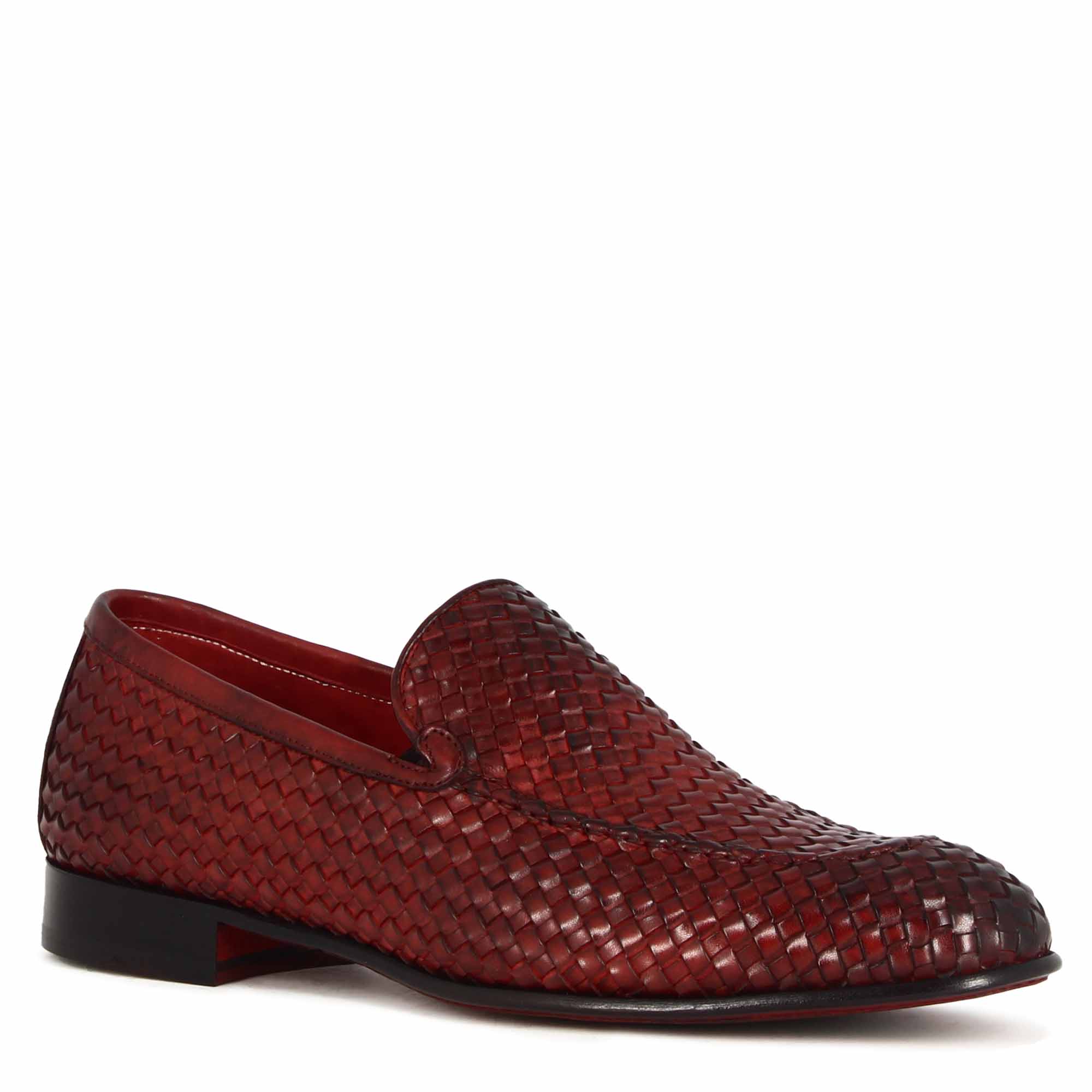 Classic Red Woven Leather moccasin
