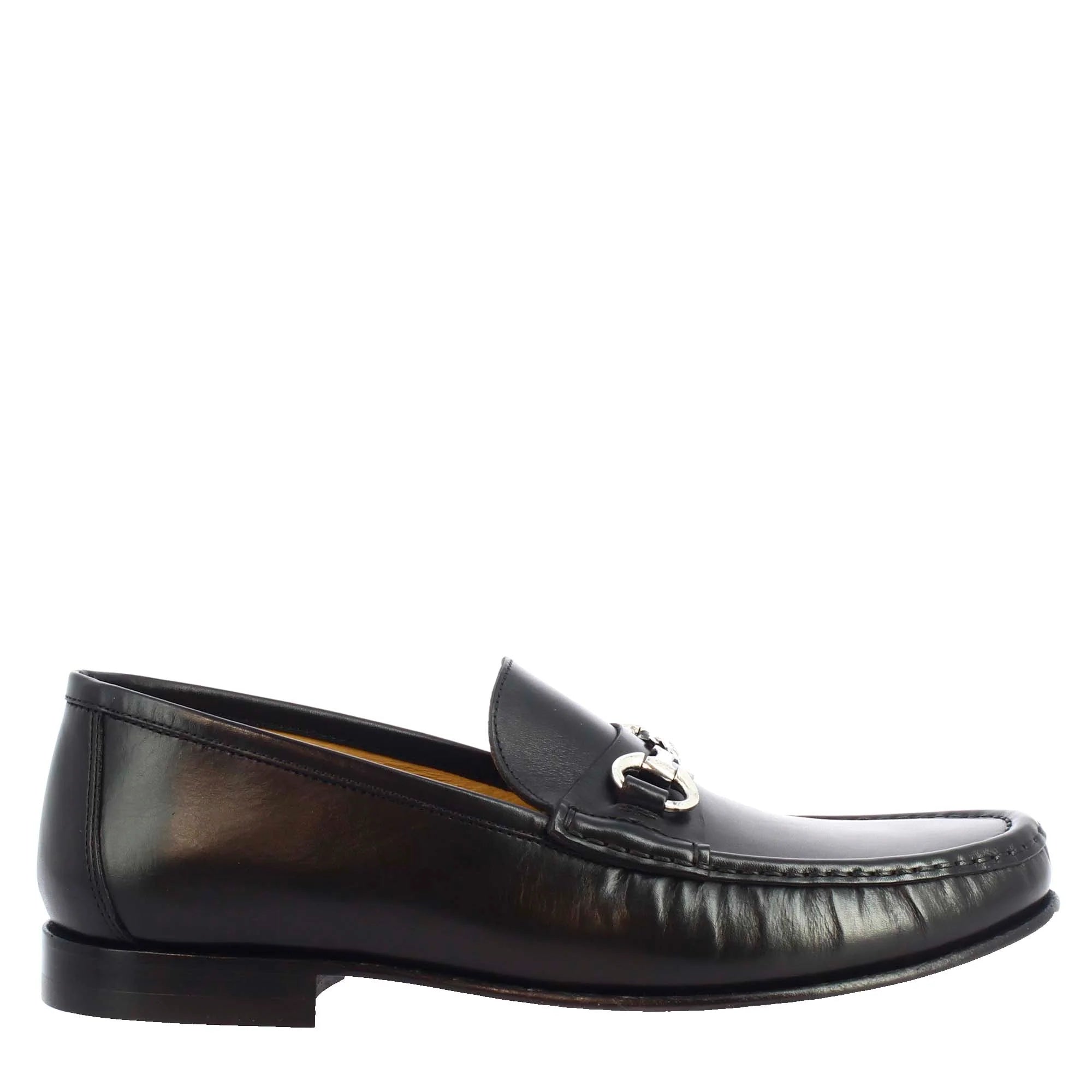 Handmade men's moccasins in black calf LEATHER