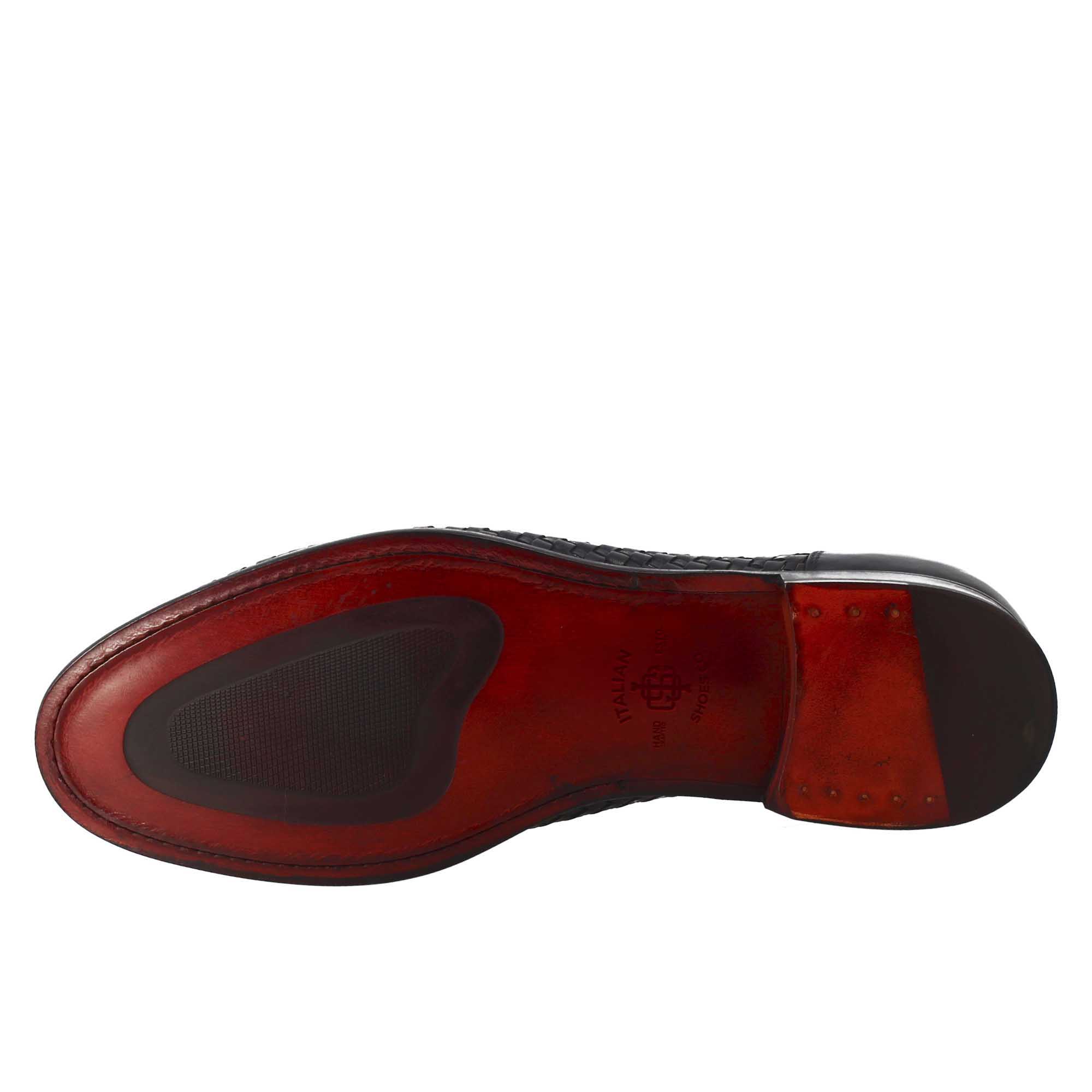 Moccasin in Woven Grain Leather