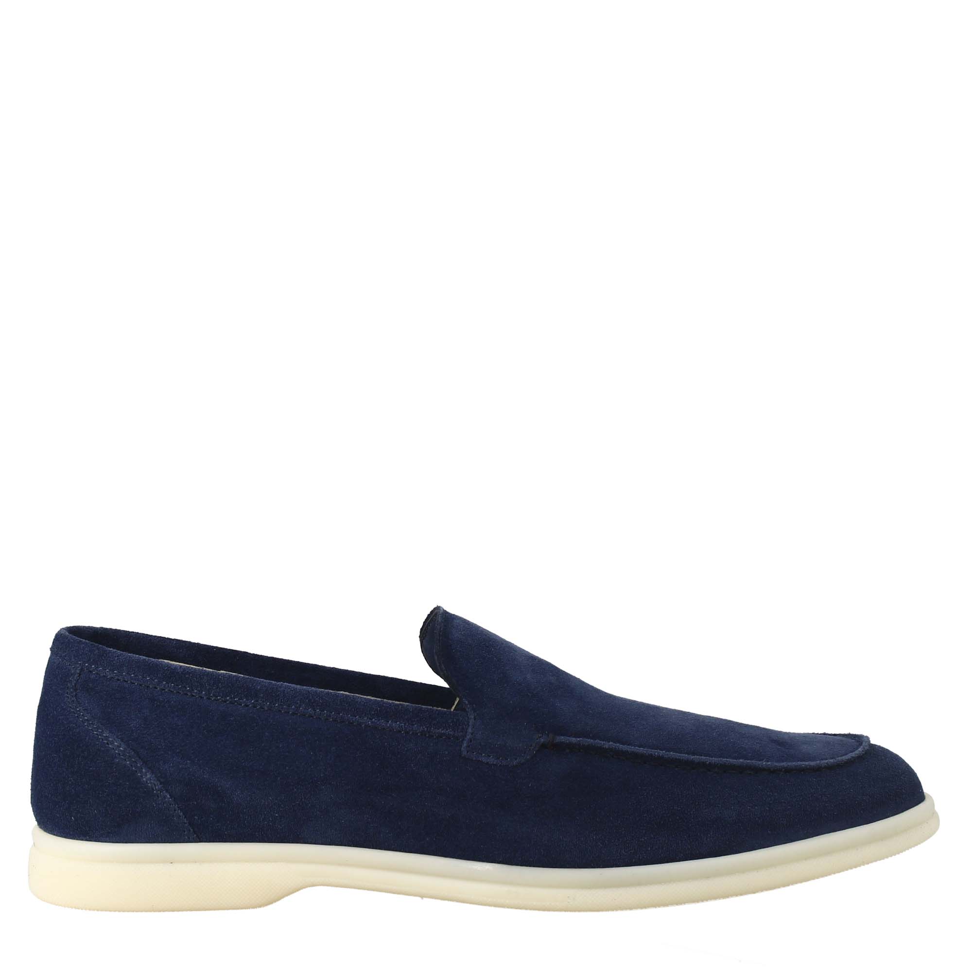 Blue moccasin in Suede Leather