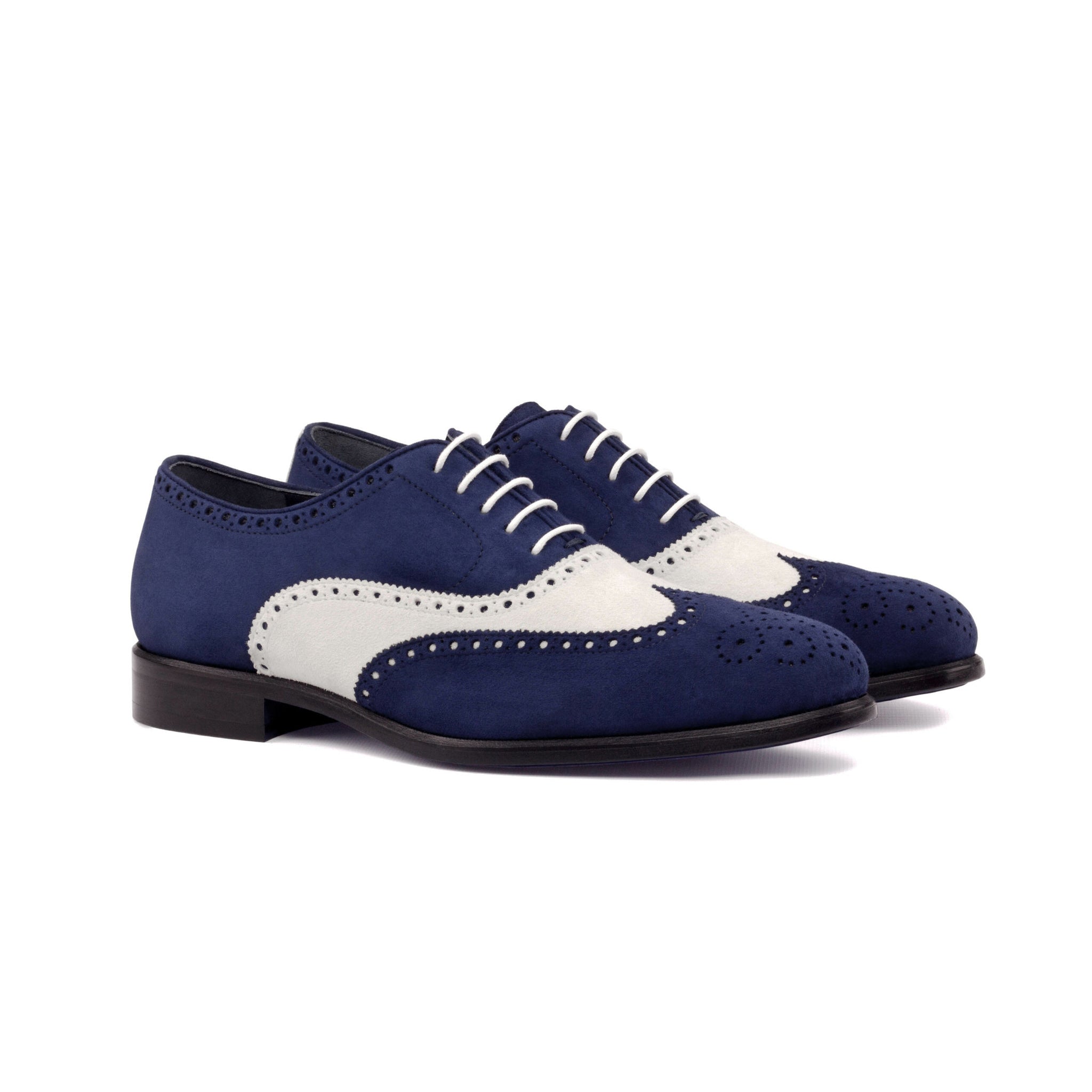 Navy and White Suede Brogues
