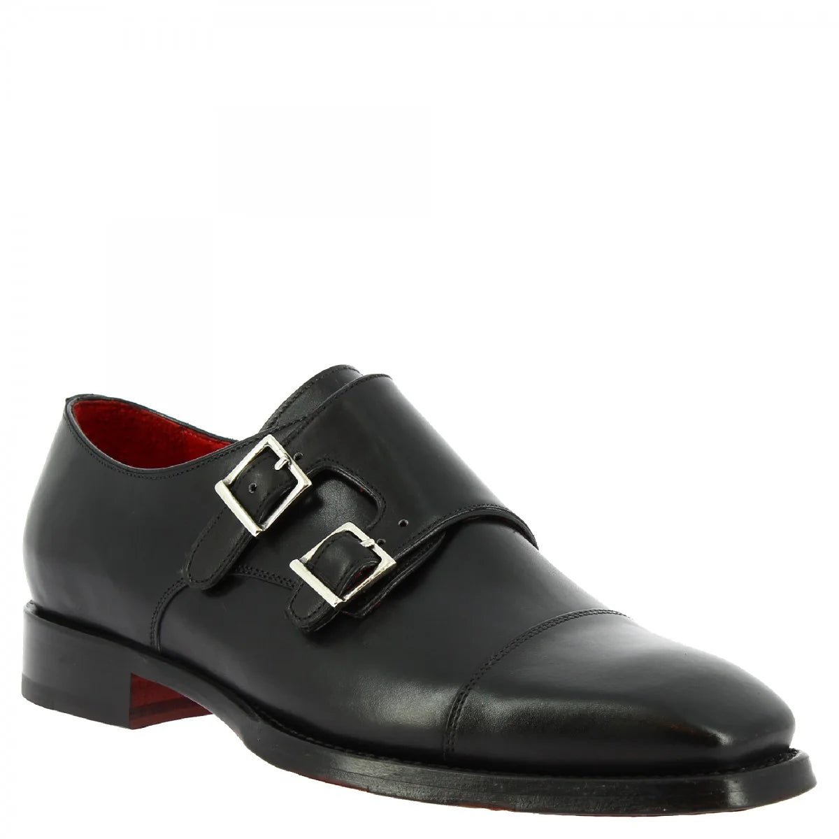 Black Calf Leather Double Buckle Dress Shoes