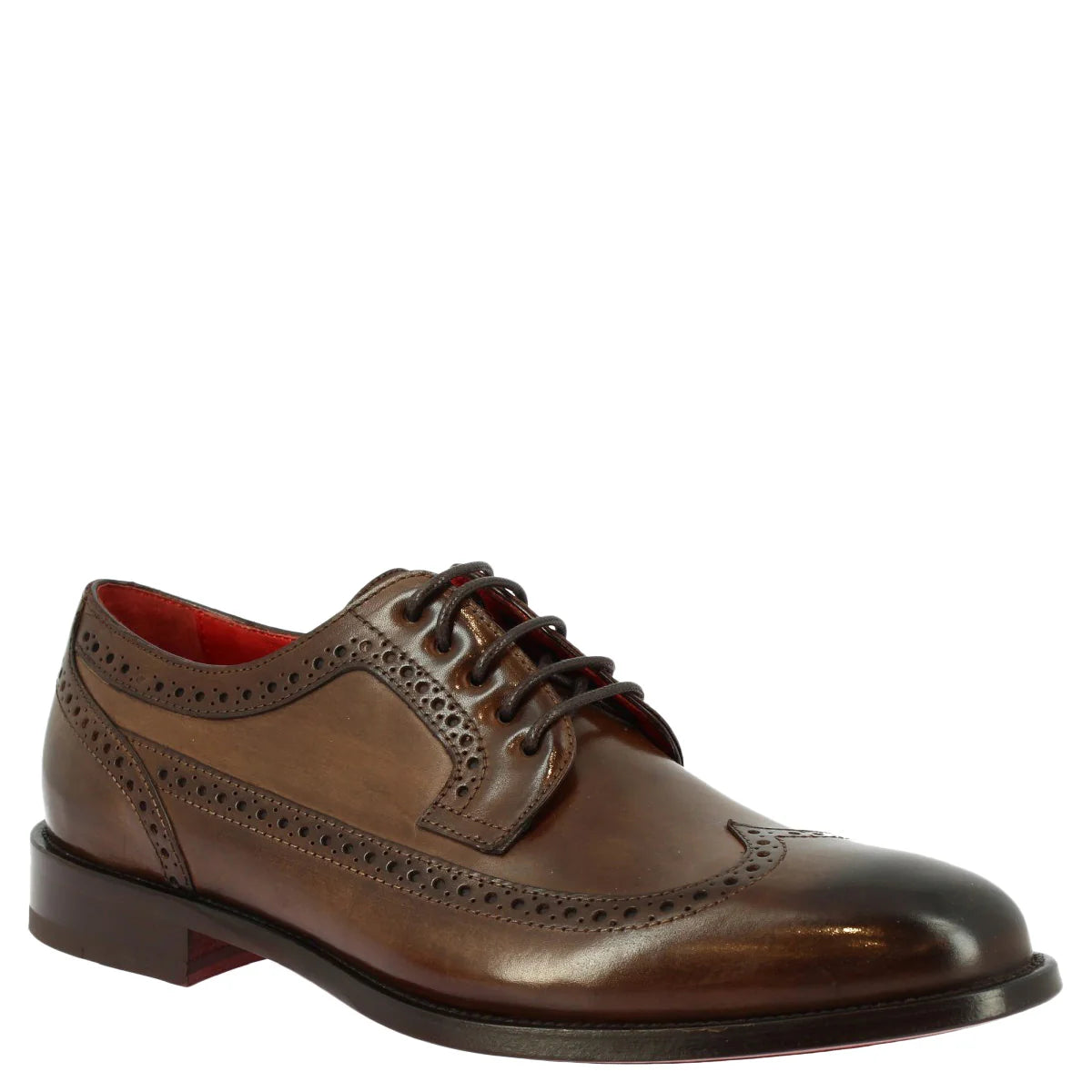 Dark Brown Calf Leather Half Brogues Shoes