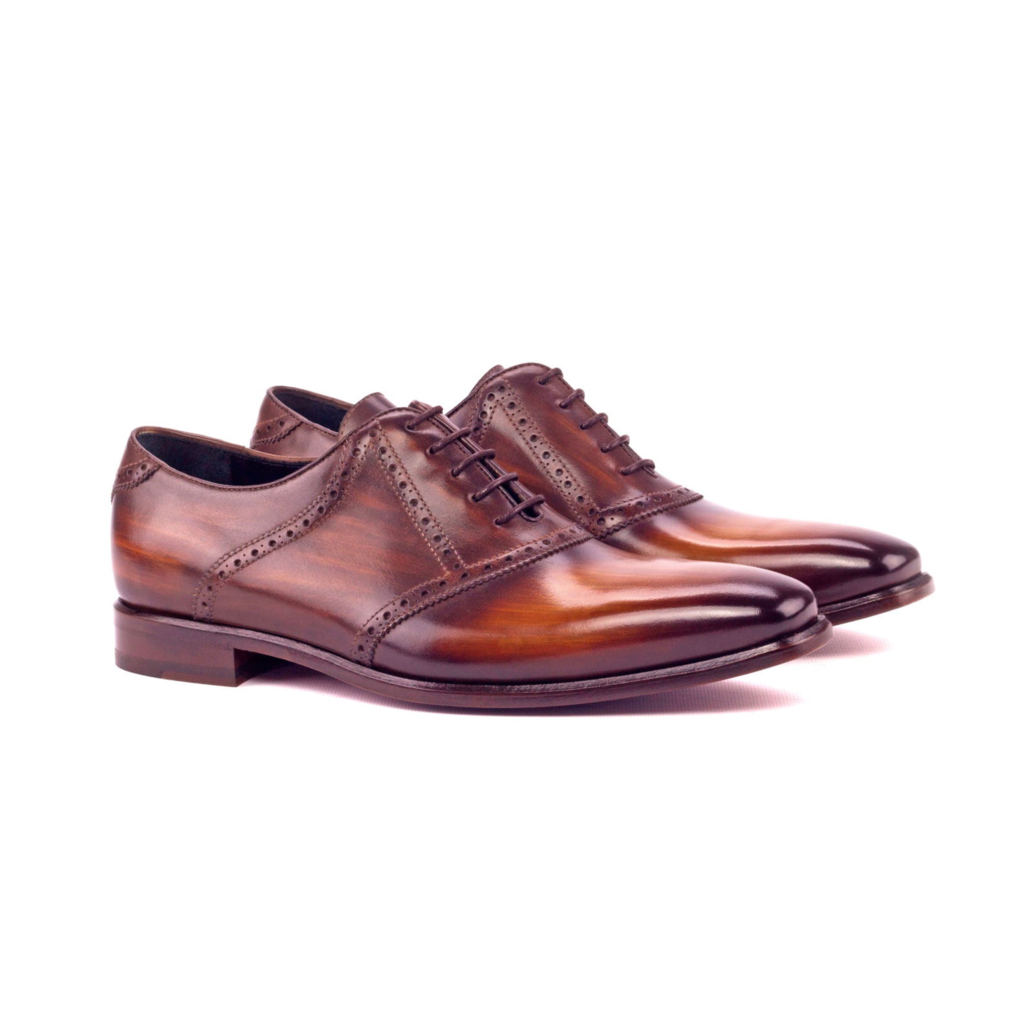 Tan Patina Leather Saddle Shoes