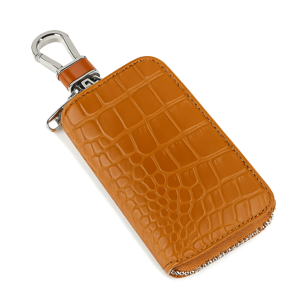 Croco Black Mini Zipper Key Case Wallet