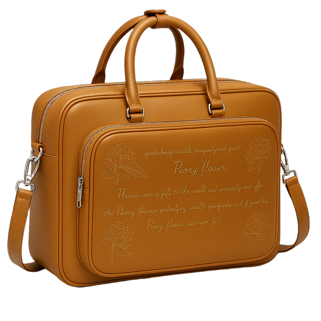 Italian Tan Men's Printed Leather Laptop Bag