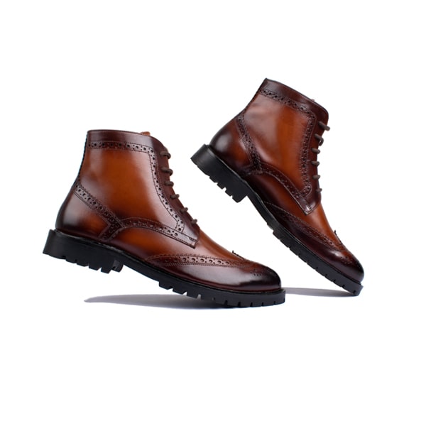 Wingtip High Ankle Lace up Boots