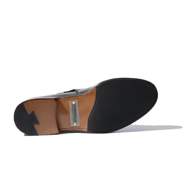 Classy Black Italian Leather Around Buckle Strap Boots