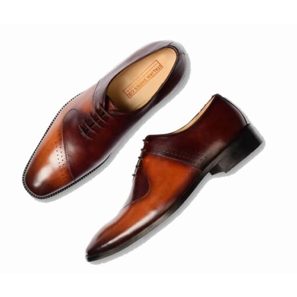 Two Tone Brown & Tan Lace up Oxford Shoes