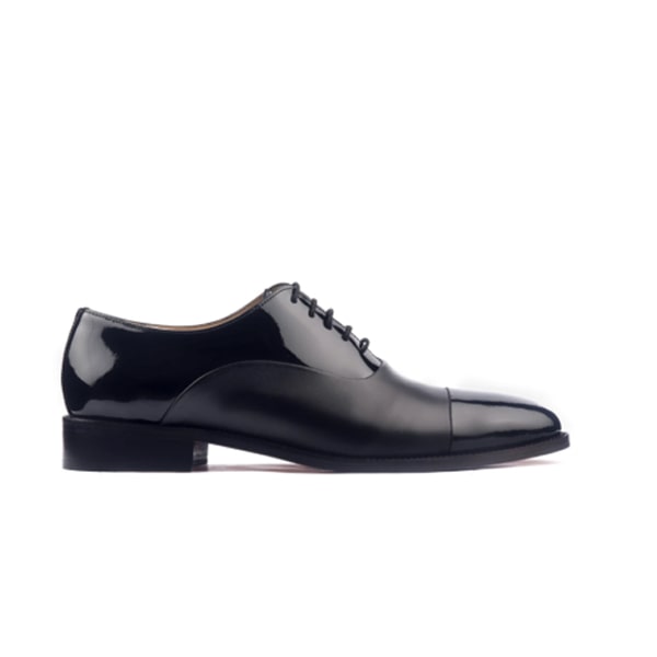 Captoe Formal Oxford Classic Shiny Black Leather Shoes