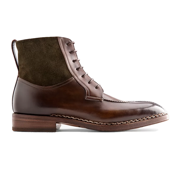 Derby High Ankle Dark Brown Suede Leather Boots 632