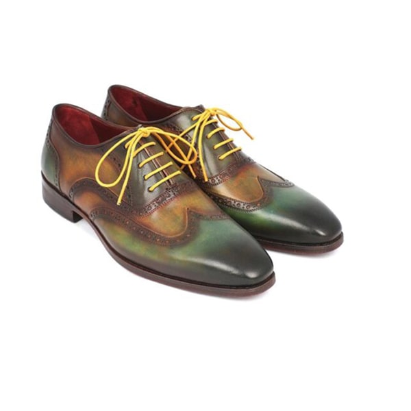 Wingtip Oxford with yellow Lace Up Italian Men Shoes