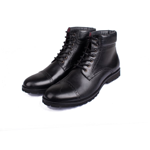 Wingtip High Ankle Matt Black Boots