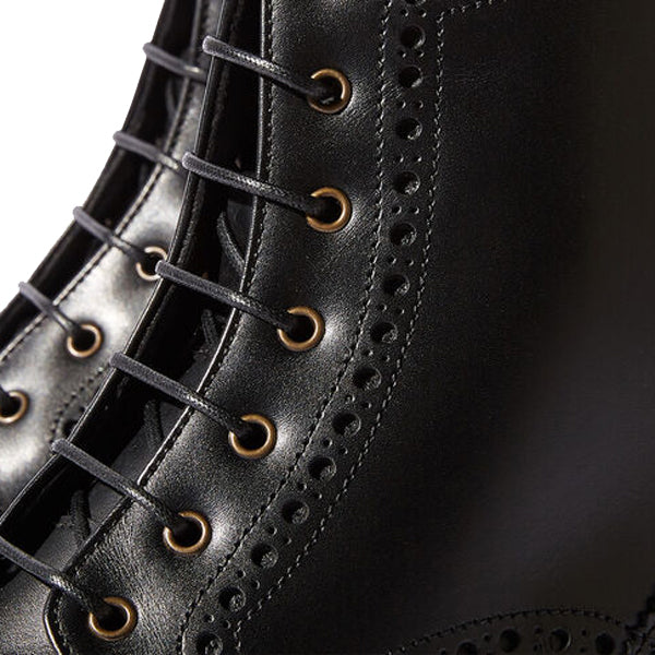 Wingtip Black Leather High Ankle Derby Boots