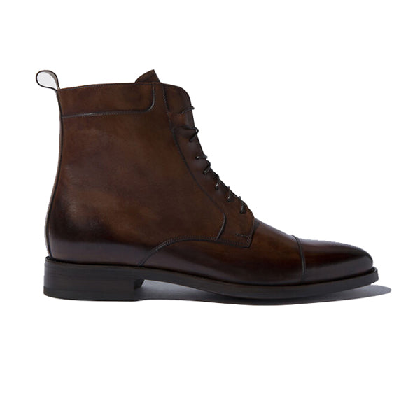 Derby Dark Brown Leather High Ankle Boots 659