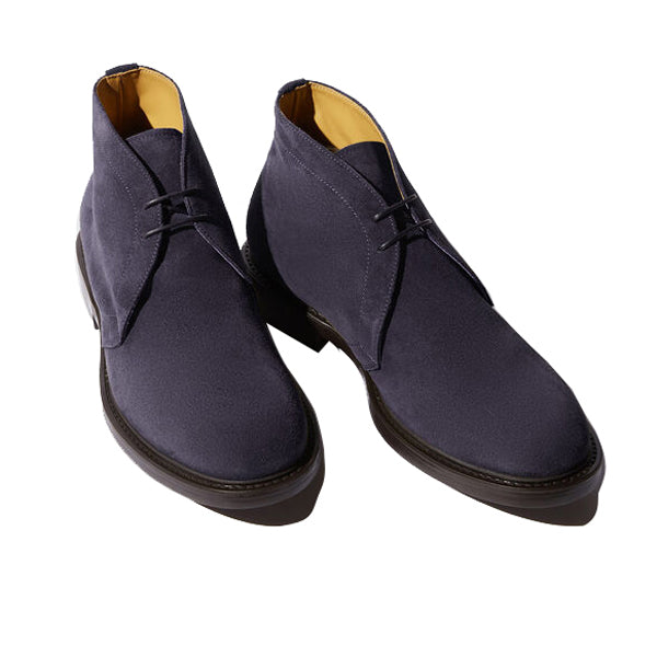 Derby Chukka Boot In Navy Blue Suede Leather