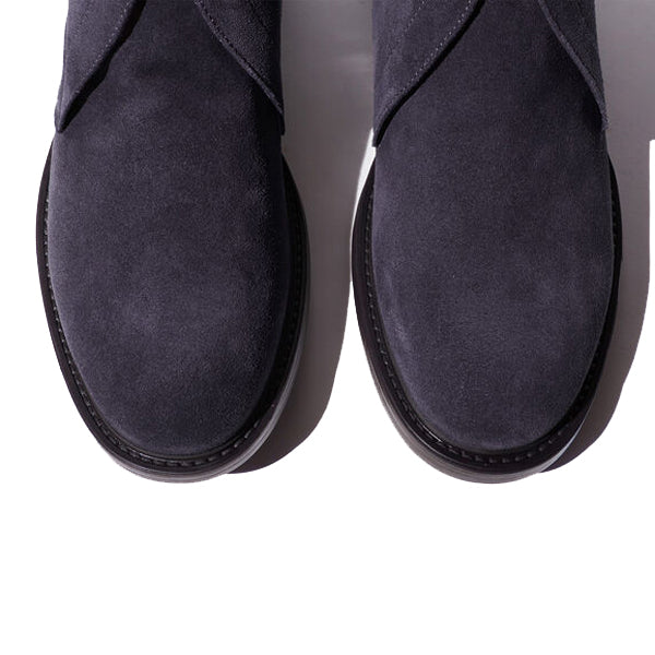 Derby Chukka Boot In Navy Blue Suede Leather
