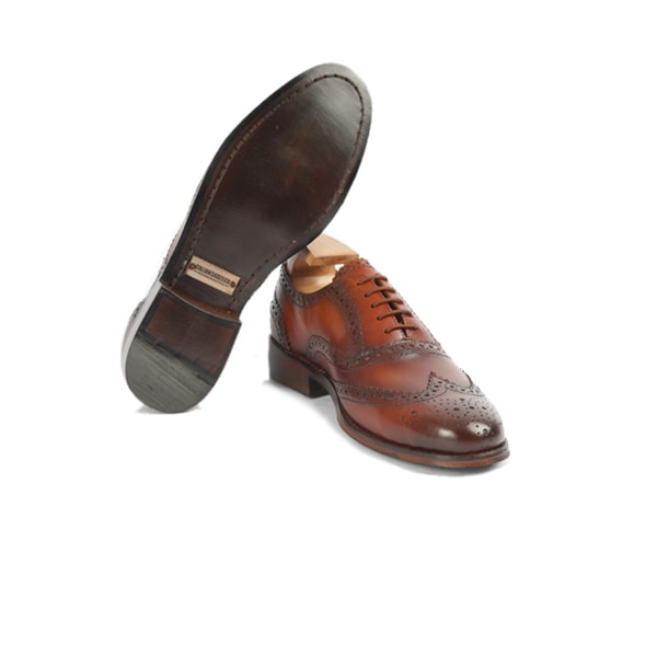 Wingtip Oxford Leather Brown Men Shoes