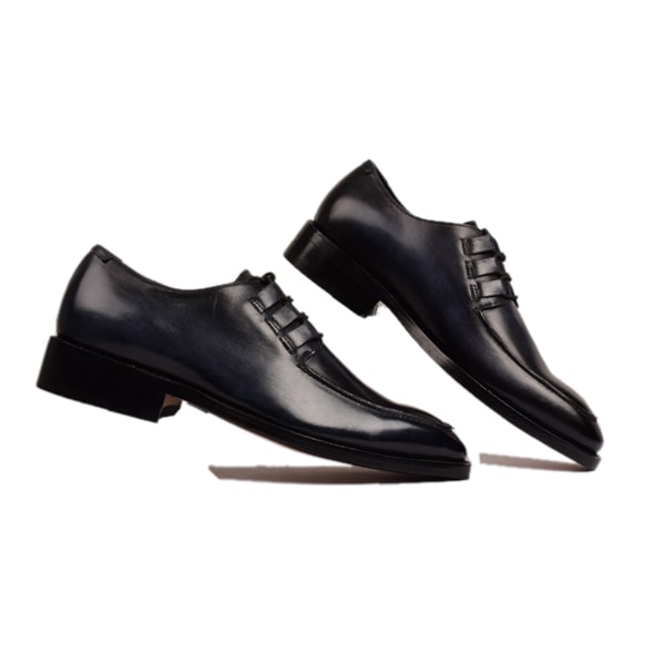 Derby Blucher Blue Leather Shoes