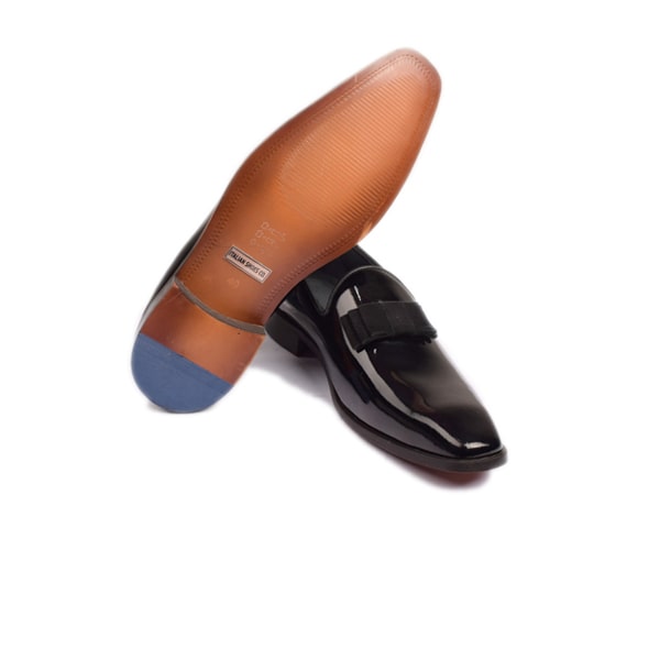 Classic Design Shiny Black Slip On Shoes