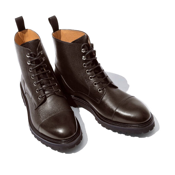 Derby Brown Hand Colored Leather High Ankle Boots