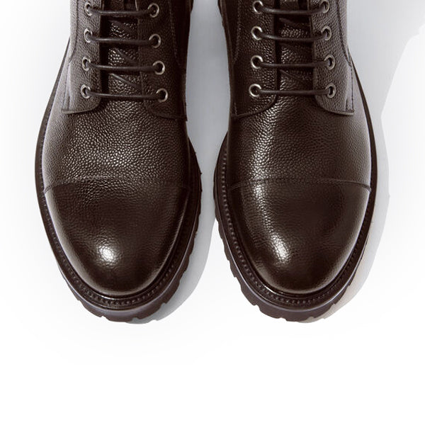 Derby Brown Hand Colored Leather High Ankle Boots