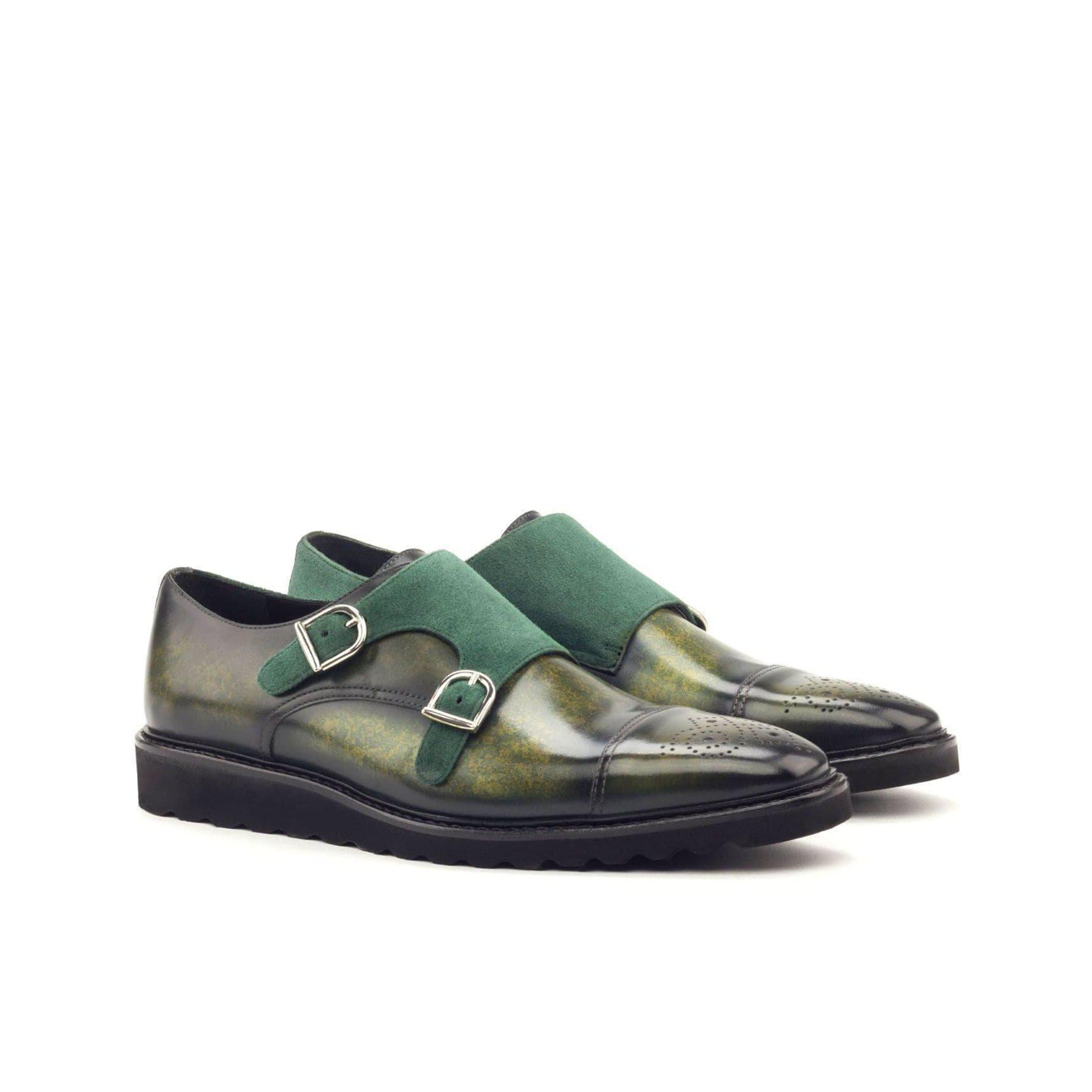 Grandeur Gravitas Double Monk Shoe Green