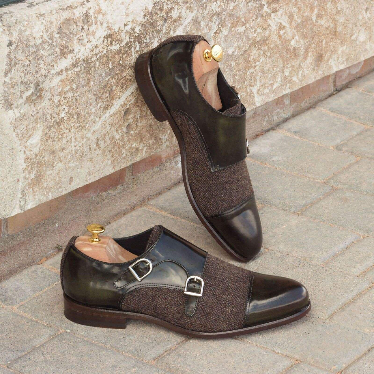 Classic Connect Double Monk Shoe Dark Brown