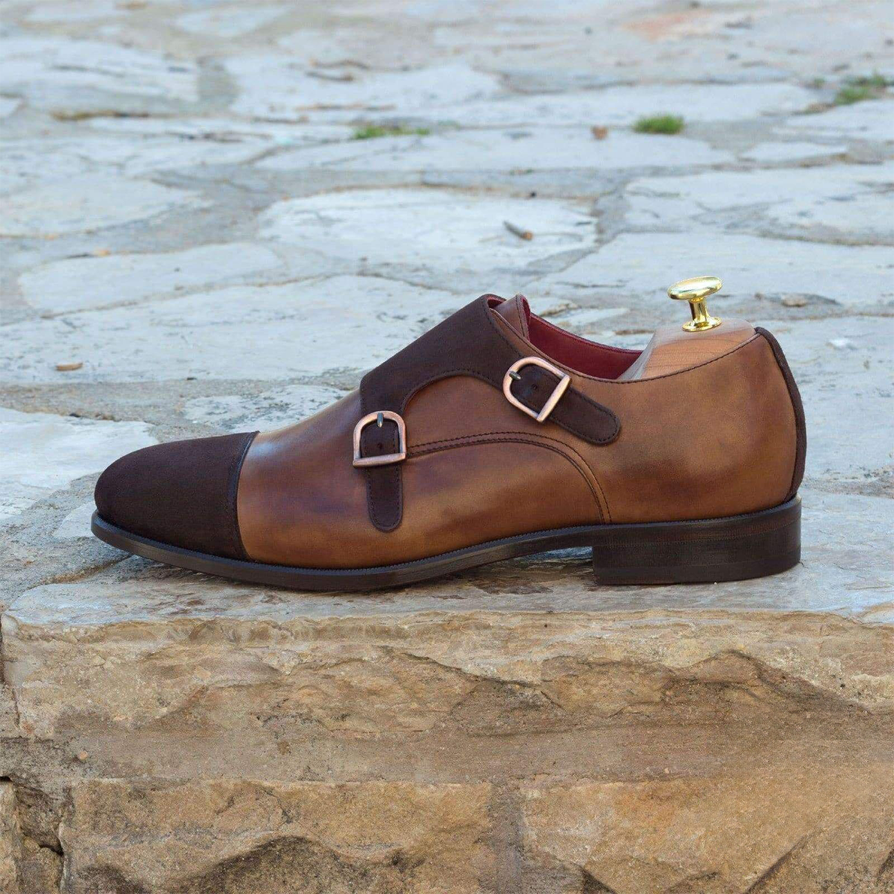 Posh Patter Double Monk Shoe Brown