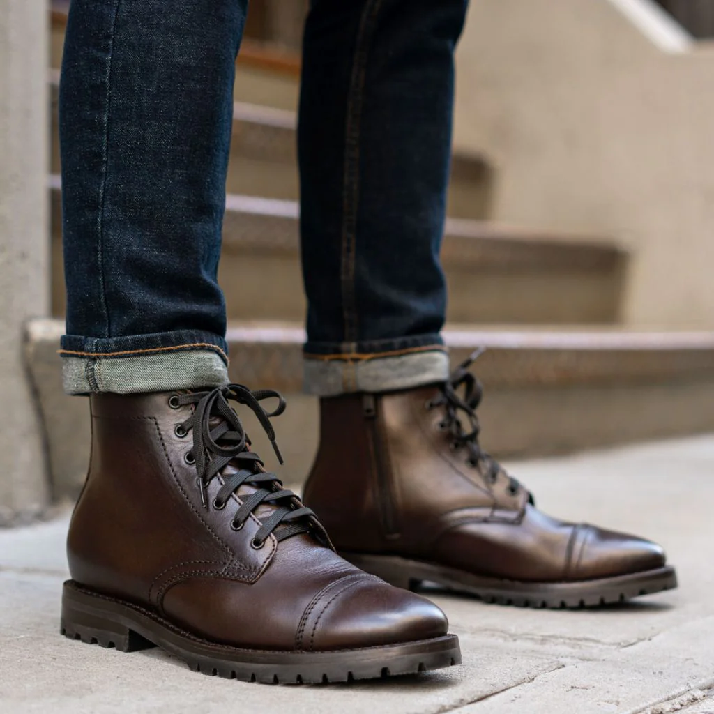 Polished Shiny Leather High Ankle Boots