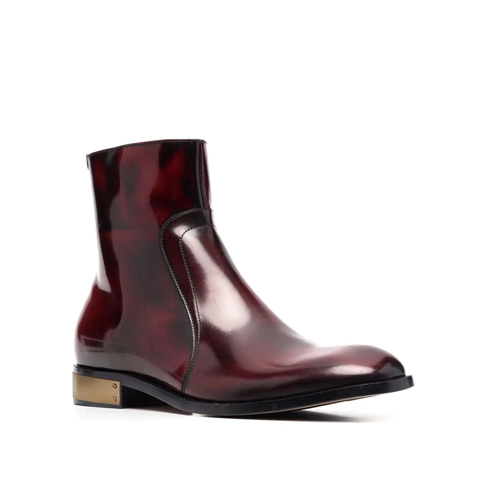 Waxed Leather Ankle Boots