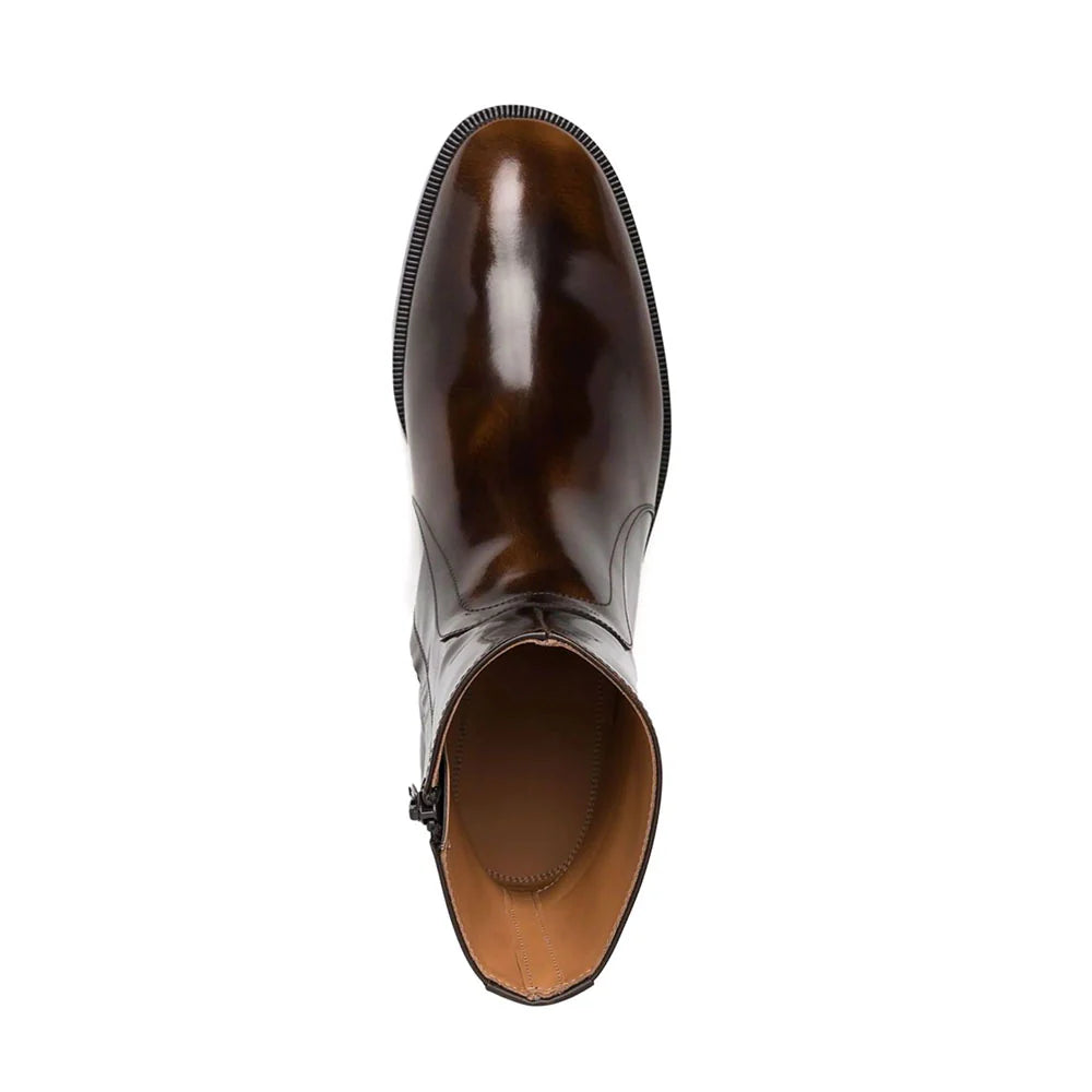 Waxed Leather Ankle Boots