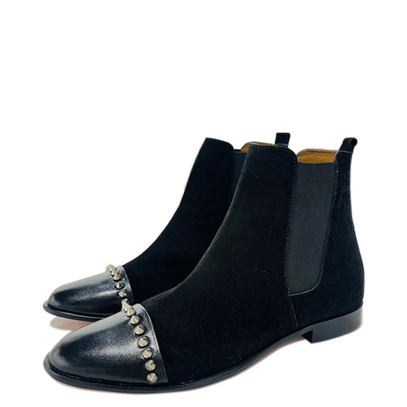 Double Leather Studded Boots