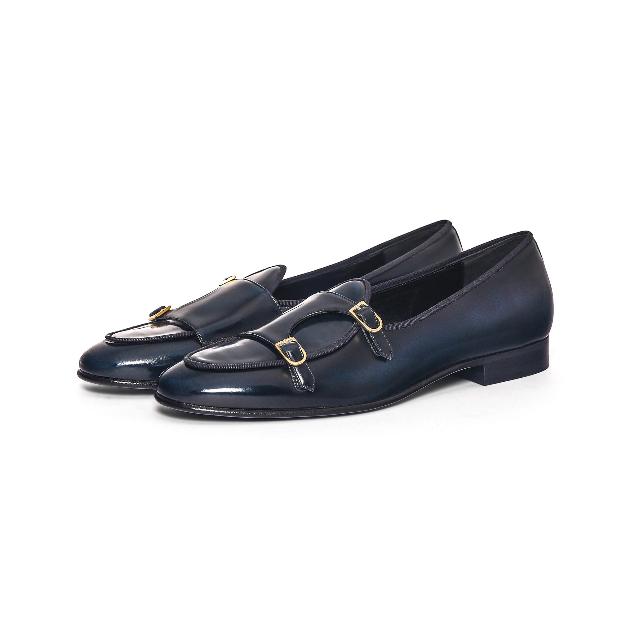 Artimen Navy Double Monk Strap Shoes