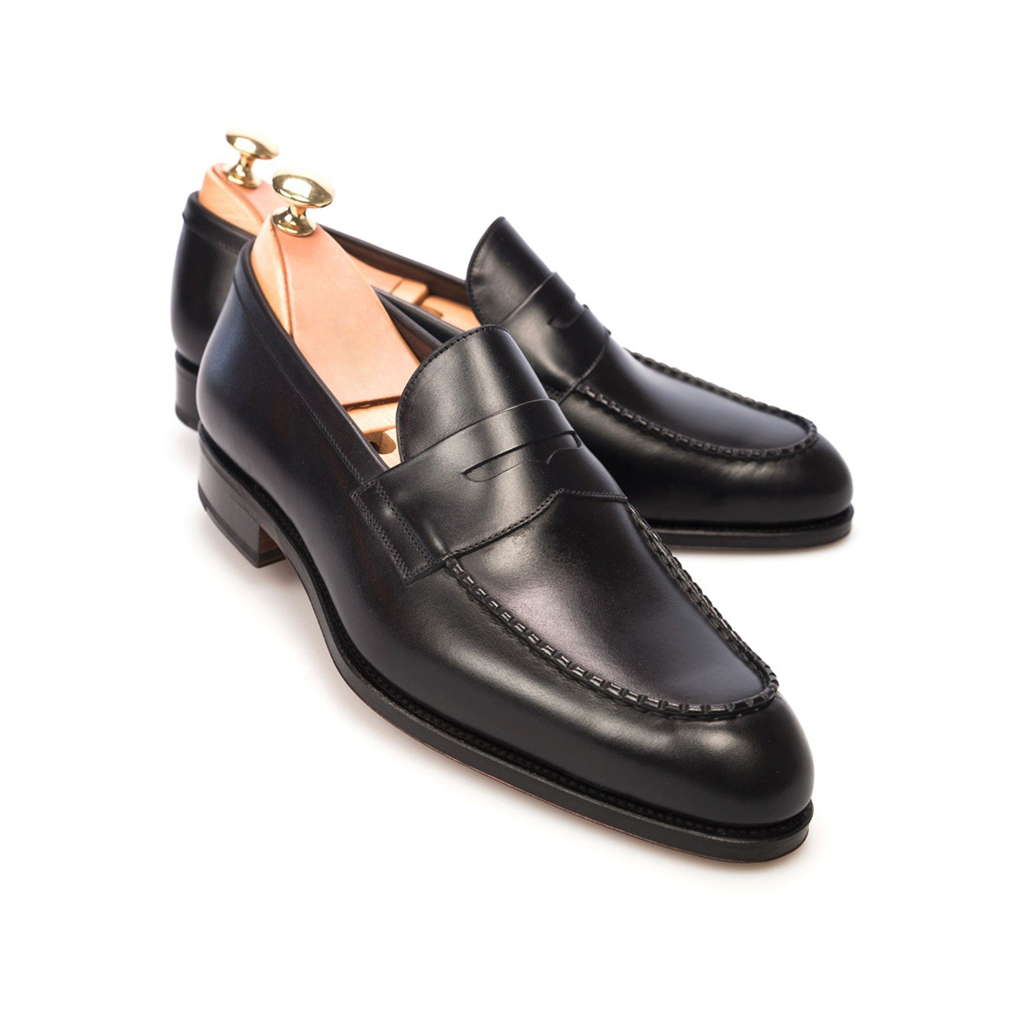 Carmina Black Penny Loafers