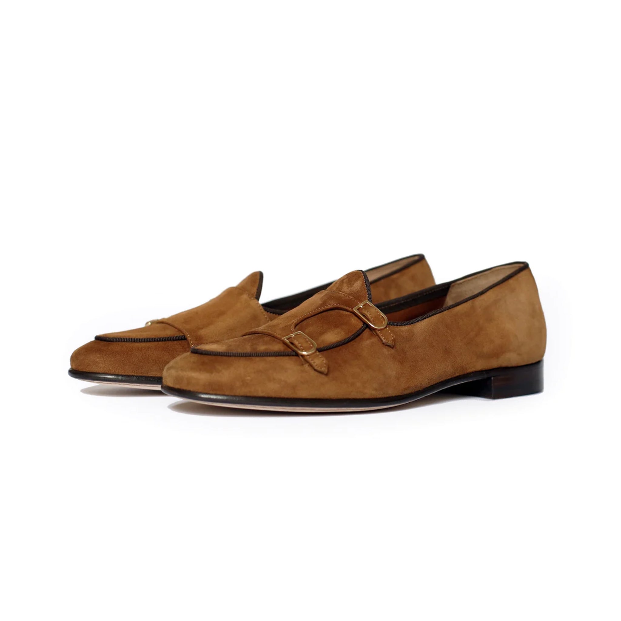 Cognac Double Monk Strap Shoes