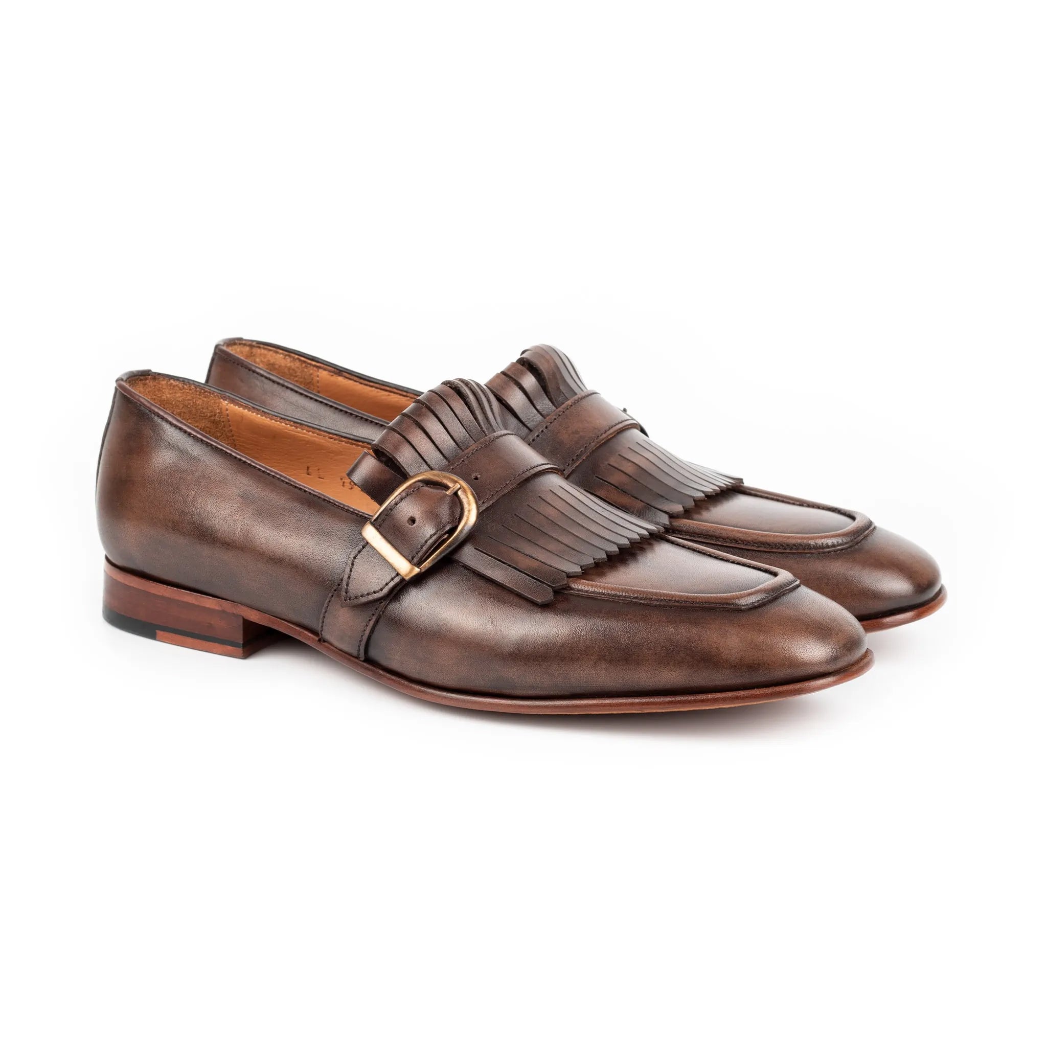 Dark Tan Handcrafted Single Monkstrap Men's Shoes
