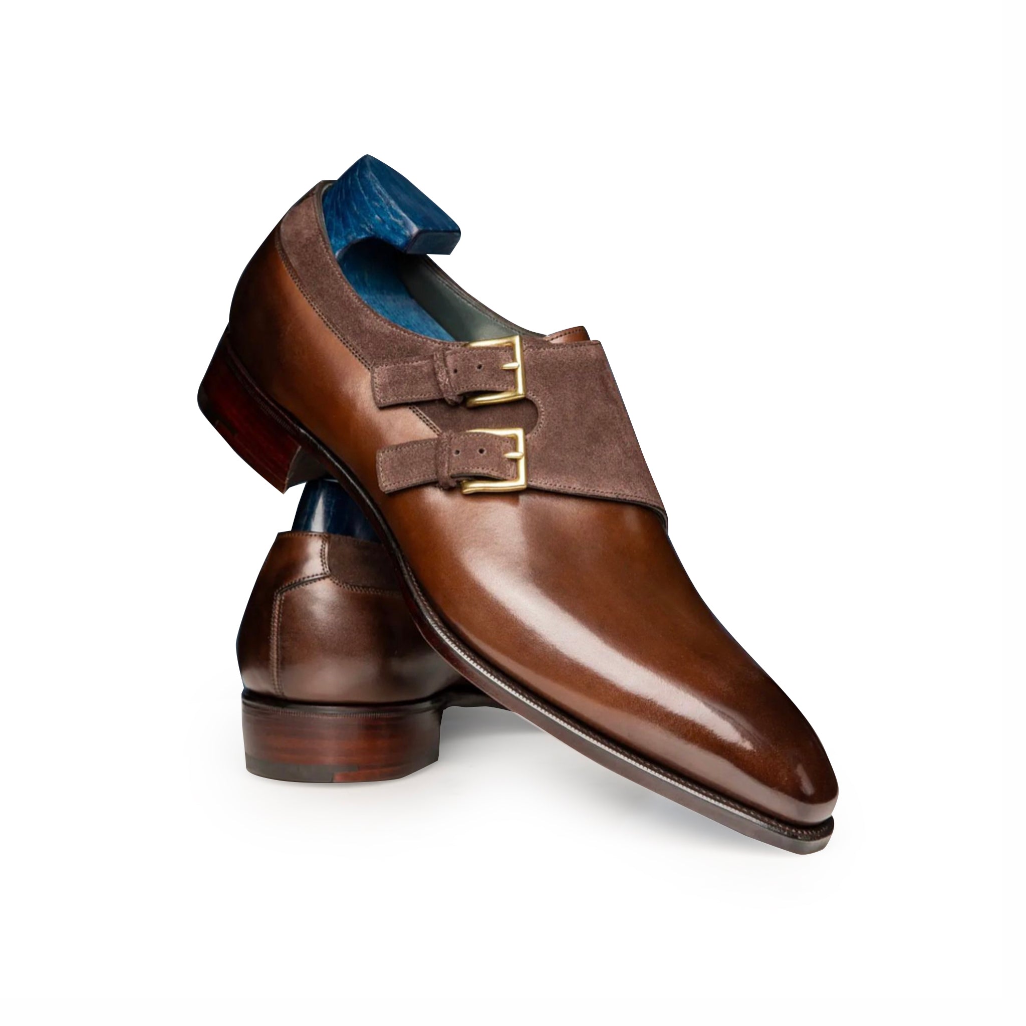 Tanned Cocoa Double Monk Straps Shoes