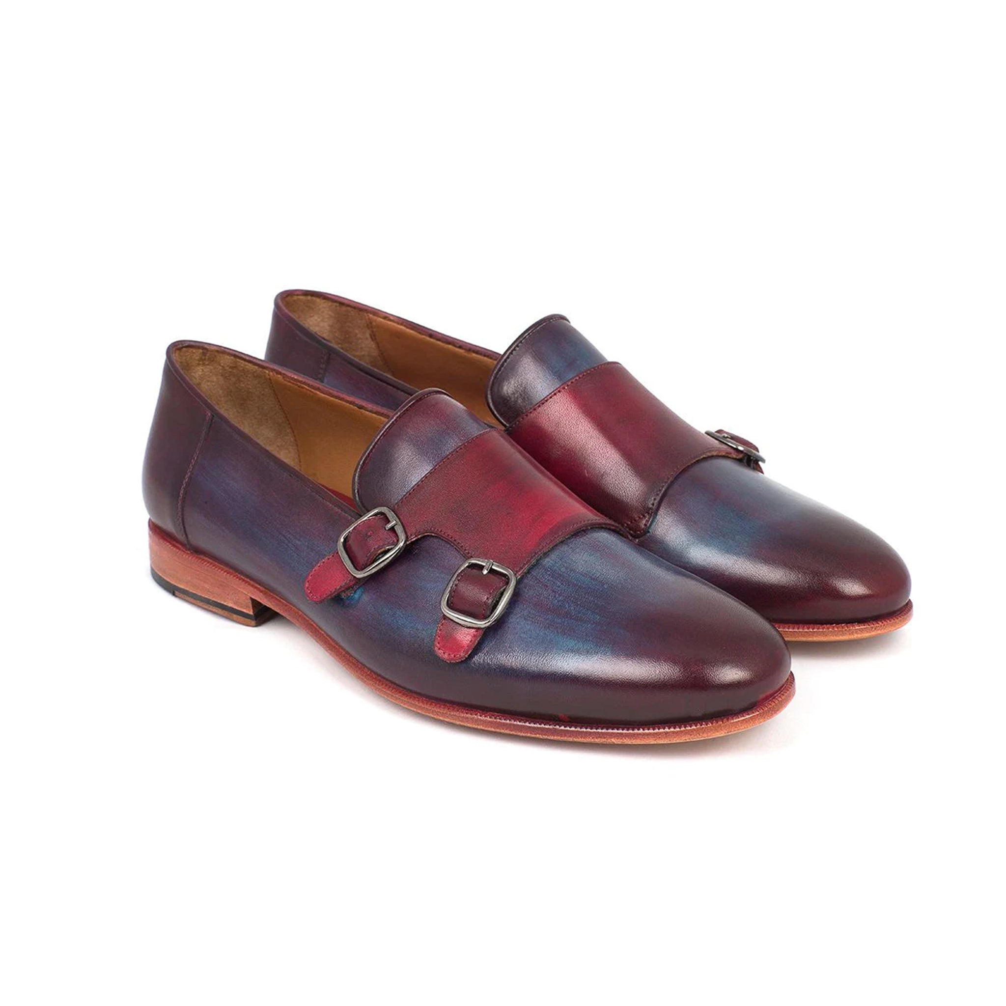 Wine Double Monkstrap Men's Shoes